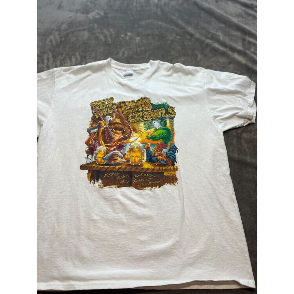 Vintage Key West Pub Crawls‎ Tshirt Mens XL White Short Sleeve